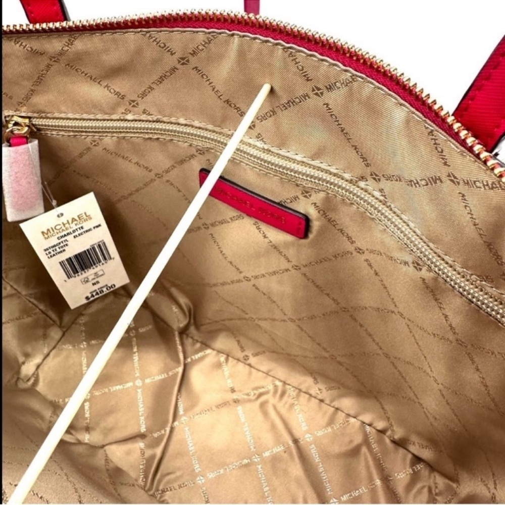 Michael Kors Large Charlotte Tote Bag Electric Pink - Picture 11 of 12
